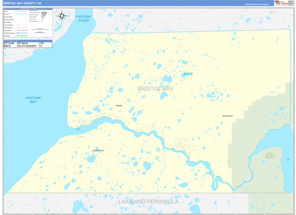 Bristol Bay County, AK Zip Code Map